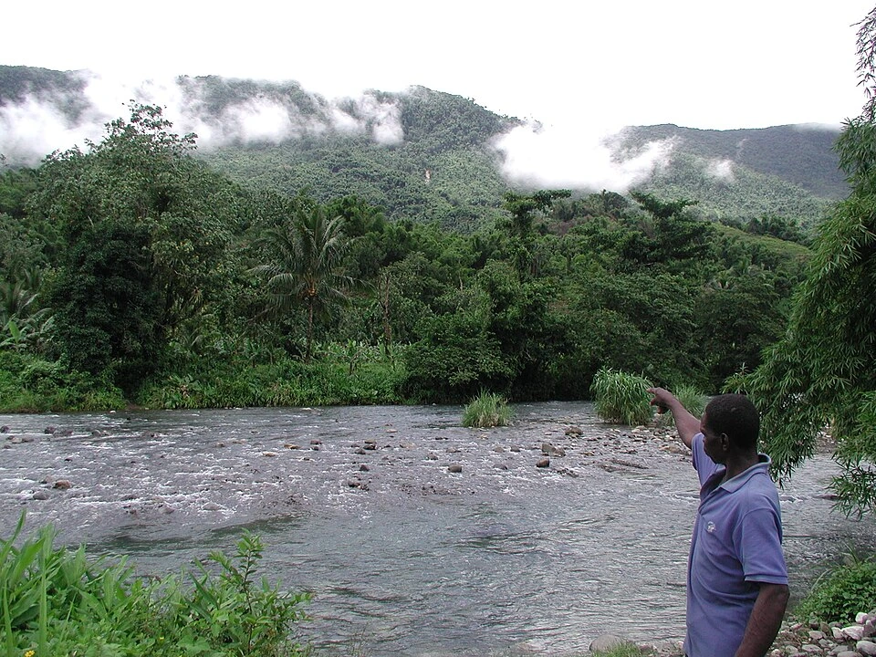 Archivo: Errol Francis señala sus terrenos agrícolas en la zona de John Crow, Jamaica, 21 de junio de 2005. Contexto de agricultura jamaicana; no se le identifica como beneficiario del proyecto ADAPT de 2026.