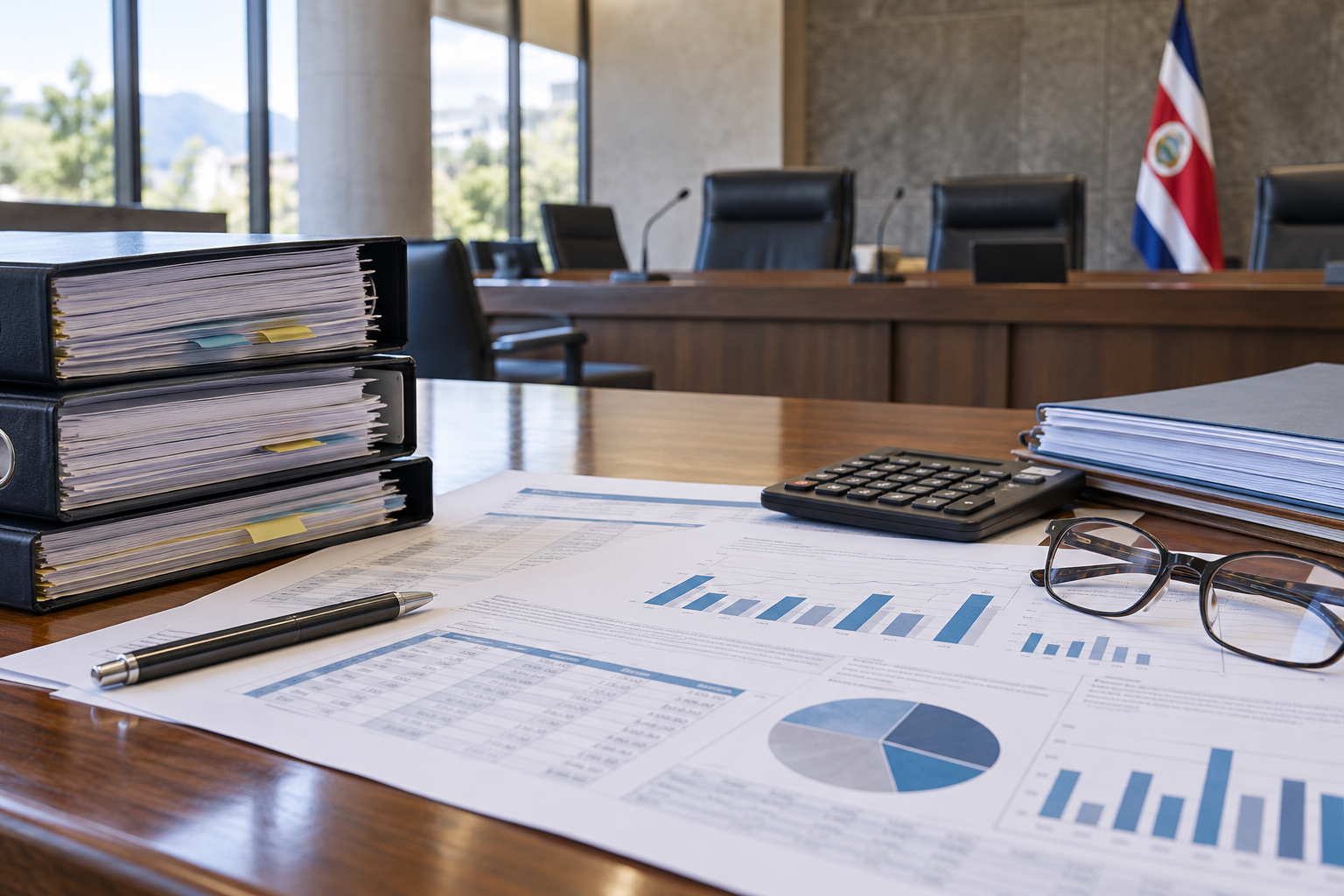 Imagen generada con IA con fines ilustrativos. Escena conceptual de revisión financiera; no representa documentos ni una sesión real.